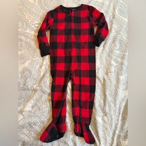 2T Old Navy Footed Buffalo plaid holiday pajamas